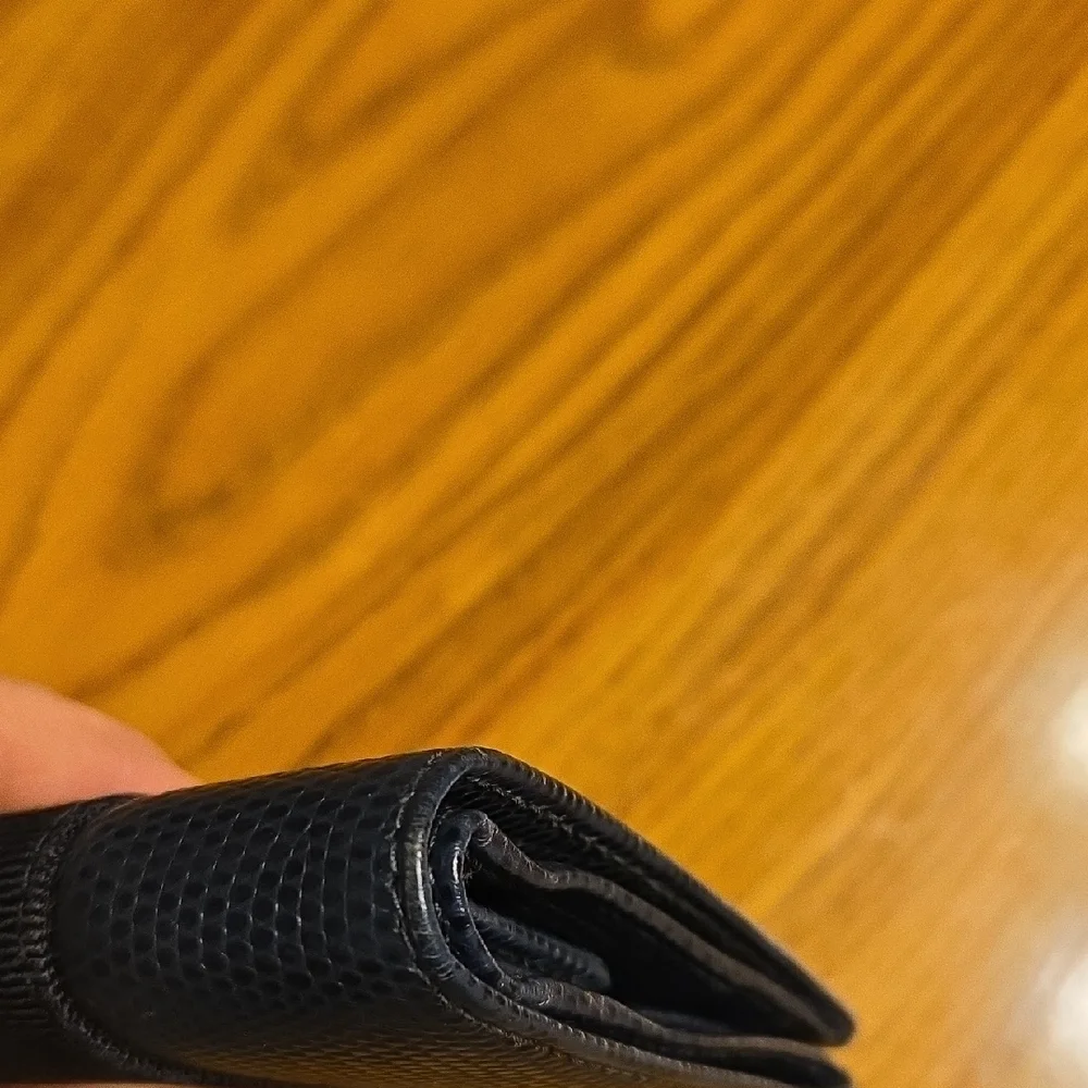 Salvatore Ferragamo Navy Wallet with Gold Buckle